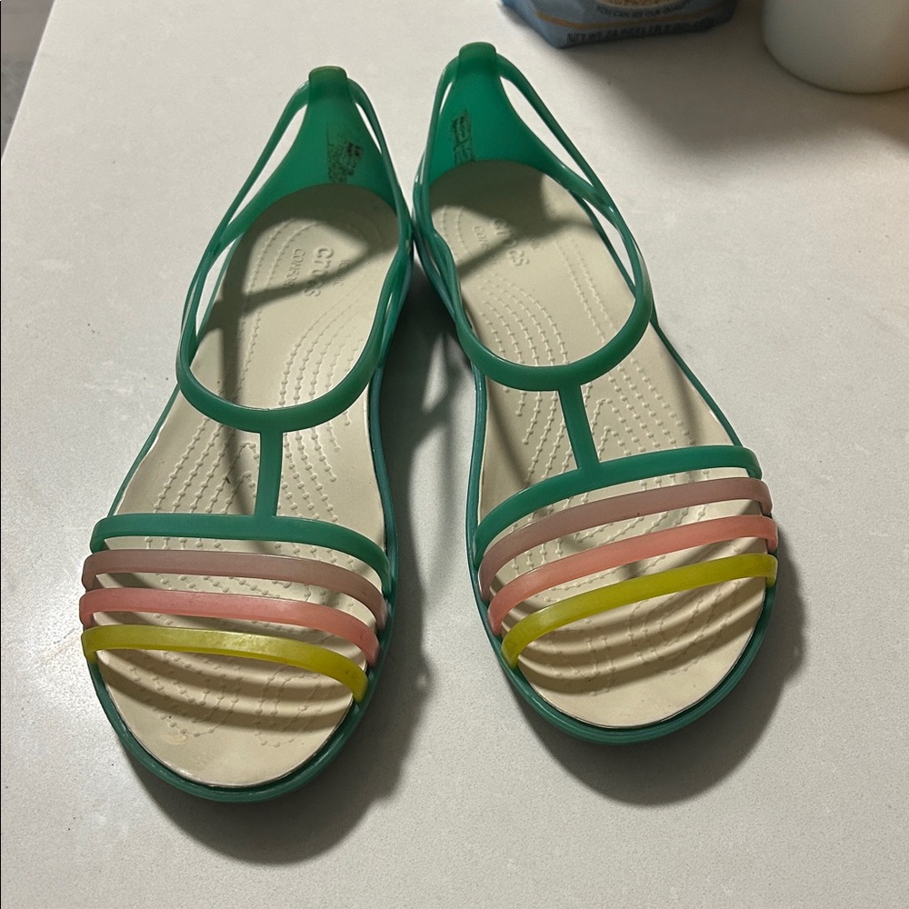 Crocs Isabella Flat Sandal Shoes Women’s Island Green size 9 Kelly sandals - Picture 1 of 13